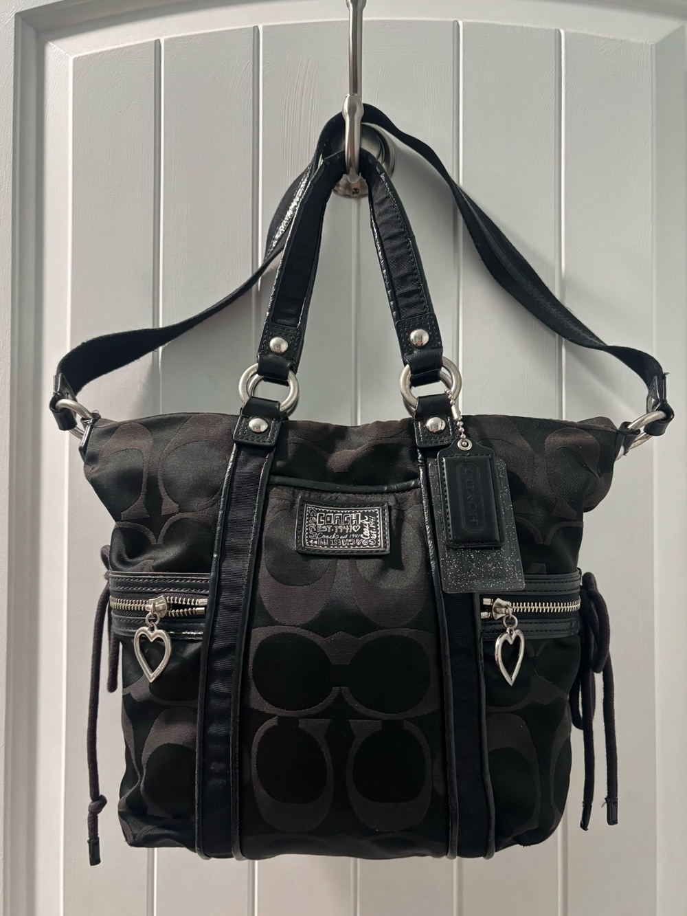 Coach Poppy Signature Canvas Satchel Satin Bag Y2K
